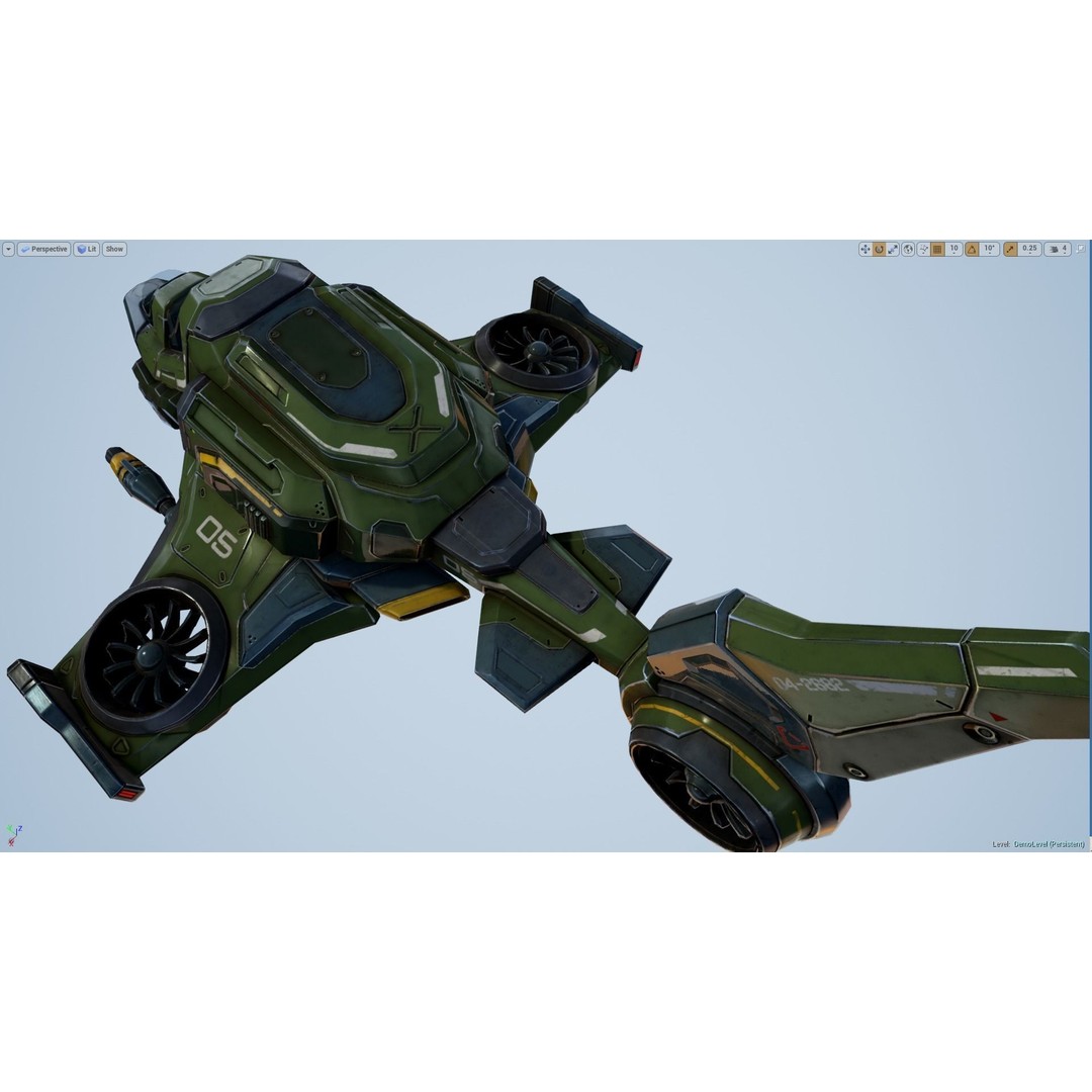 Scout Spaceship 3D Model – Low Poly Game Asset, FBX, Unity, Unreal Engine - View 18