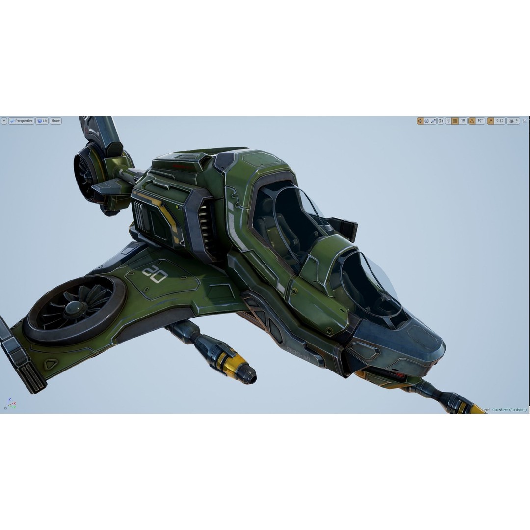 Scout Spaceship 3D Model – Low Poly Game Asset, FBX, Unity, Unreal Engine - View 20