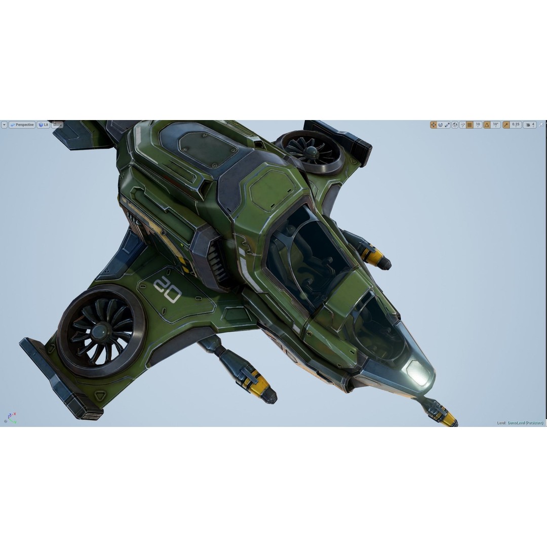 Scout Spaceship 3D Model – Low Poly Game Asset, FBX, Unity, Unreal Engine - View 21