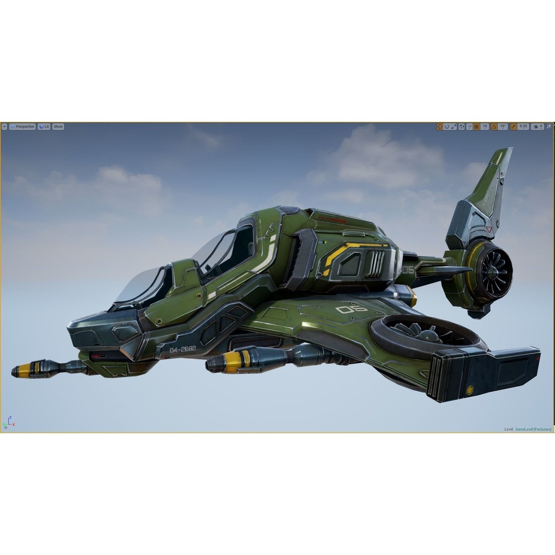 Scout Spaceship 3D Model – Low Poly Game Asset, FBX, Unity, Unreal Engine - View 3