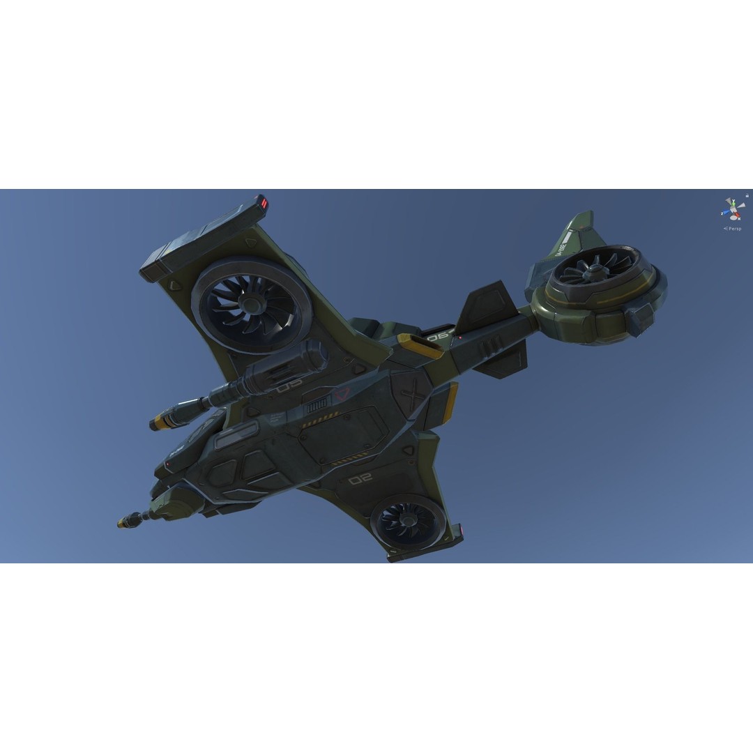 Scout Spaceship 3D Model – Low Poly Game Asset, FBX, Unity, Unreal Engine - View 46