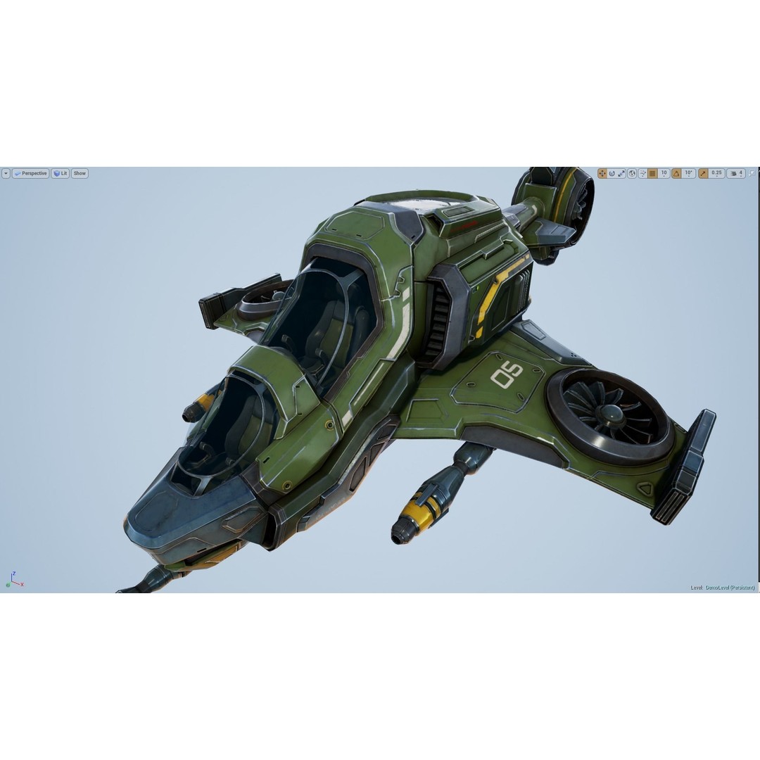 Scout Spaceship 3D Model – Low Poly Game Asset, FBX, Unity, Unreal Engine - View 5