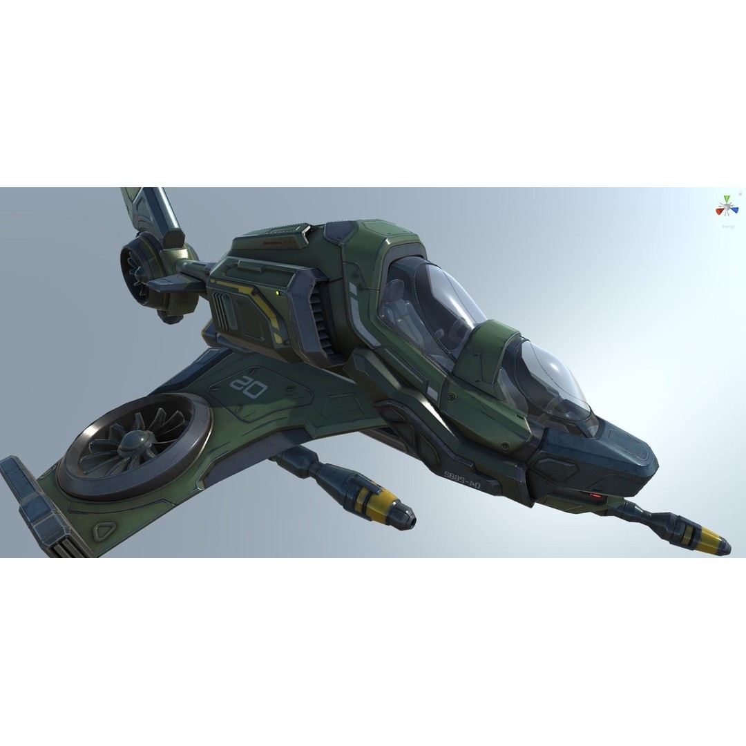 Scout Spaceship 3D Model – Low Poly Game Asset, FBX, Unity, Unreal Engine - View 53