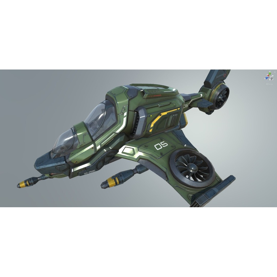 Scout Spaceship 3D Model – Low Poly Game Asset, FBX, Unity, Unreal Engine - View 54