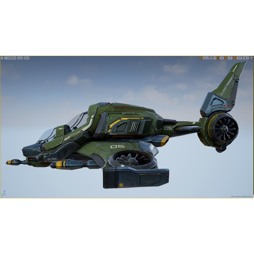 Scout Spaceship 3D Model – Low Poly Game Asset, FBX, Unity, Unreal Engine - View 6
