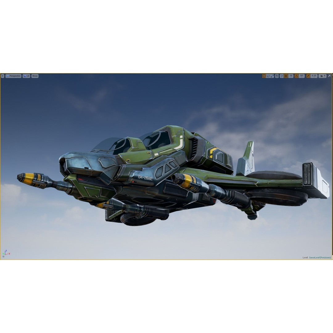Scout Spaceship 3D Model – Low Poly Game Asset, FBX, Unity, Unreal Engine - View 7