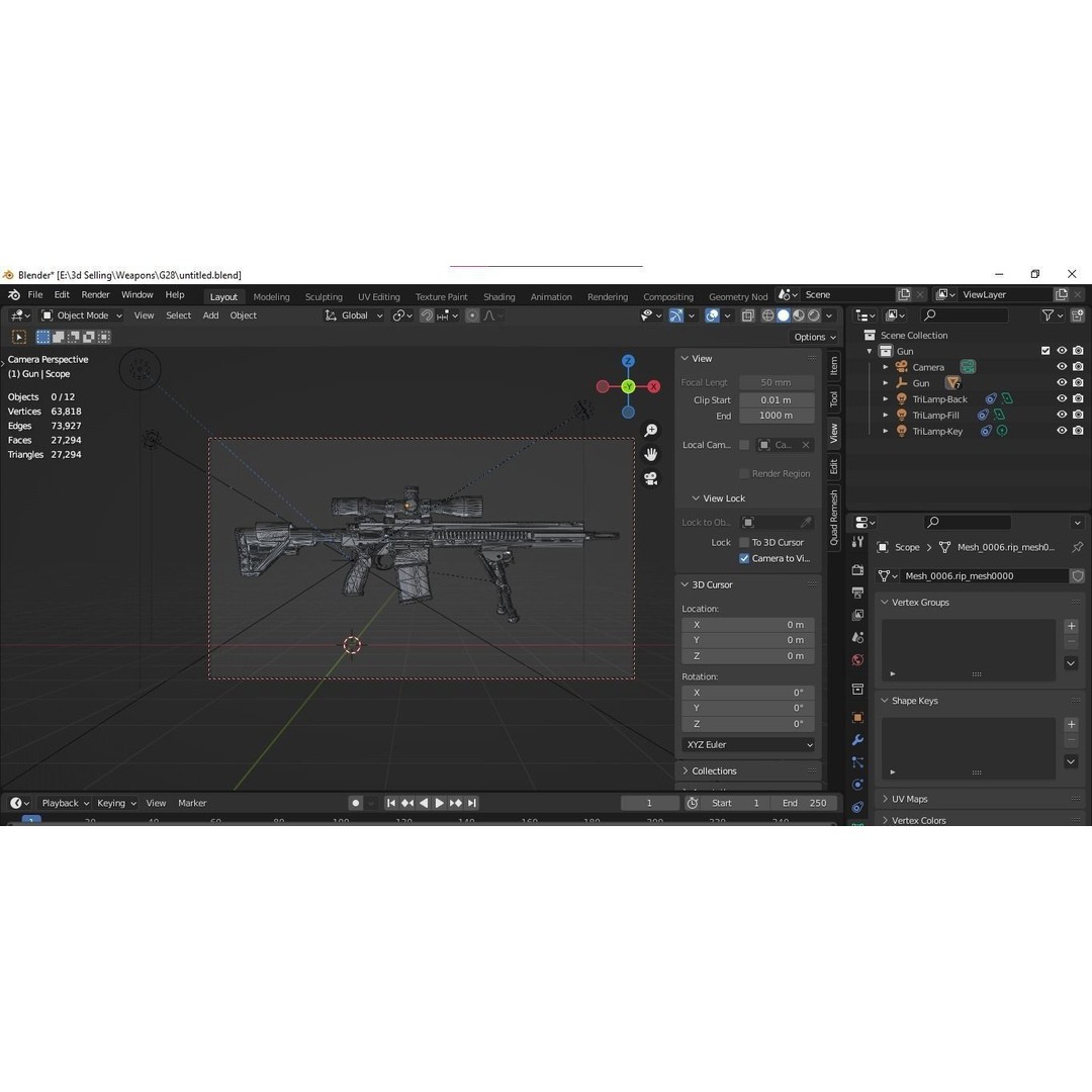 G28 Precision Rifle 3D Model – Low Poly Military Asset, FBX