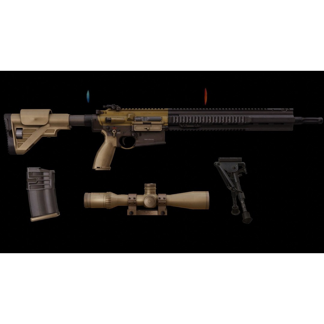 G28 Precision Rifle 3D Model – Low Poly Military Asset, FBX - View 3