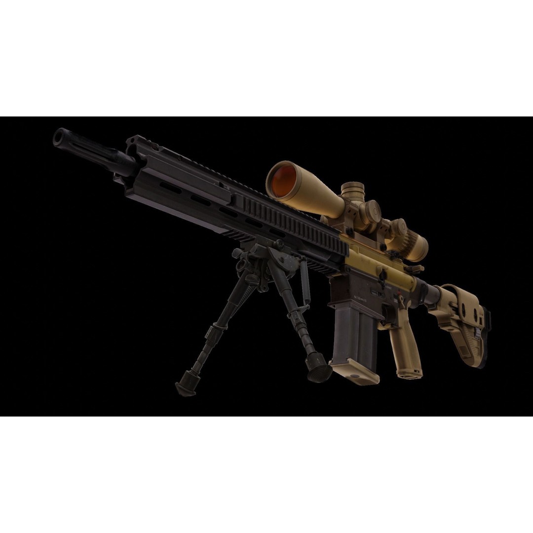 G28 Precision Rifle 3D Model – Low Poly Military Asset, FBX - View 5