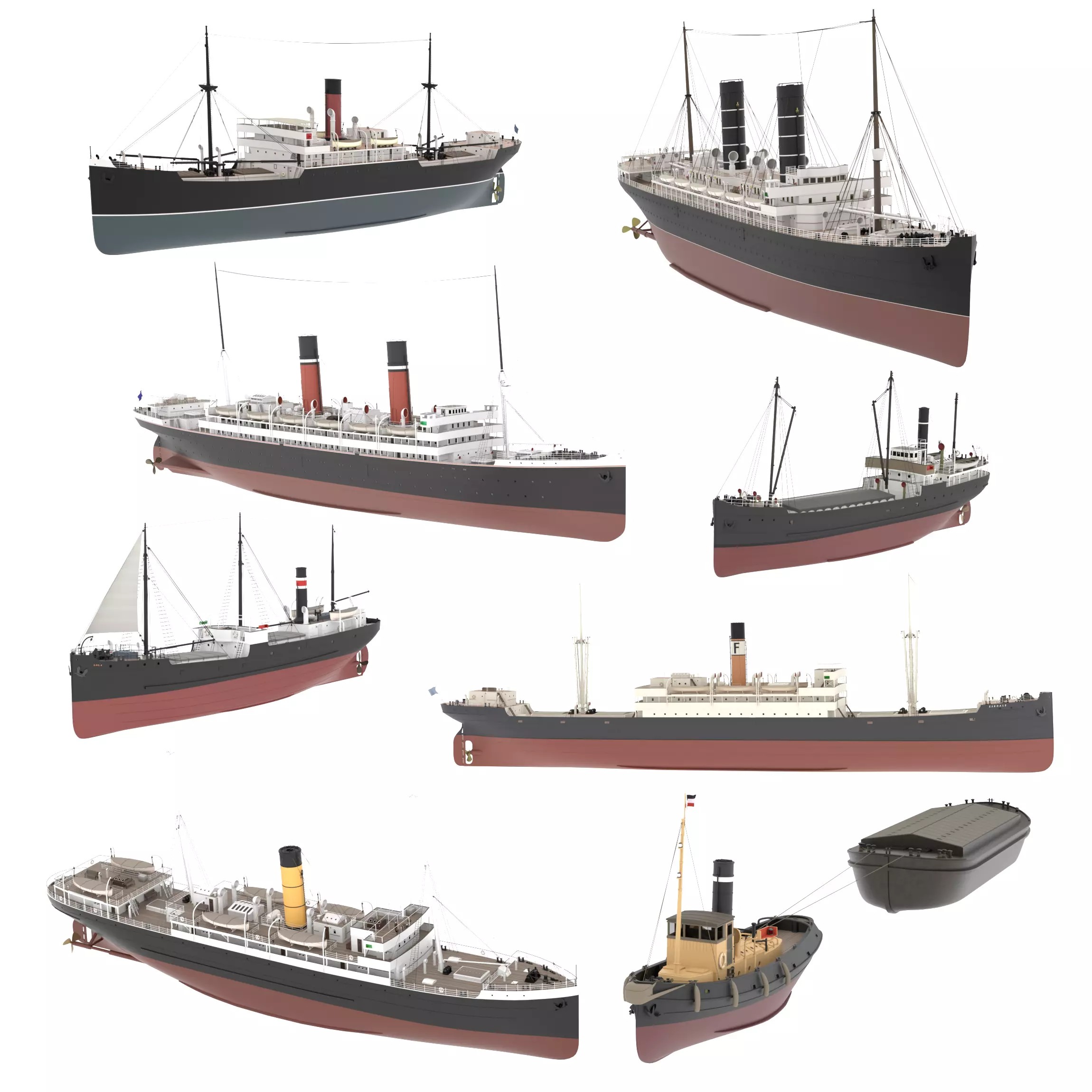 Steam Ship Collection - Game-Ready 3D Model - View 2
