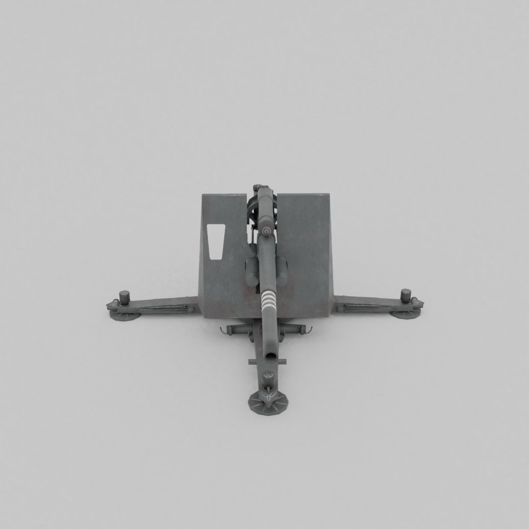 Flak 37 88mm AA-AT Gun 3D Model – Low Poly Military Asset, FBX - View 13