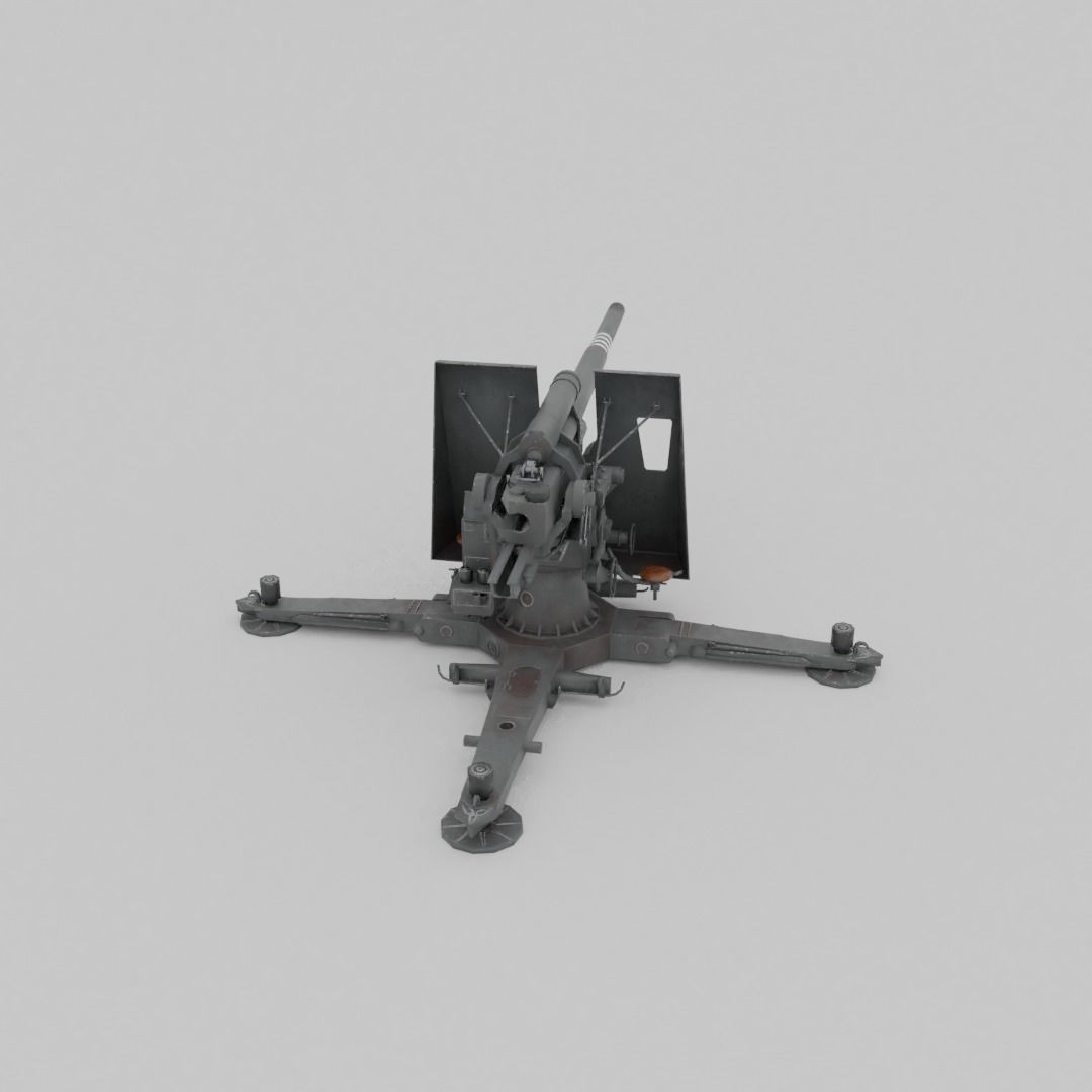 Flak 37 88mm AA-AT Gun 3D Model – Low Poly Military Asset, FBX - View 20