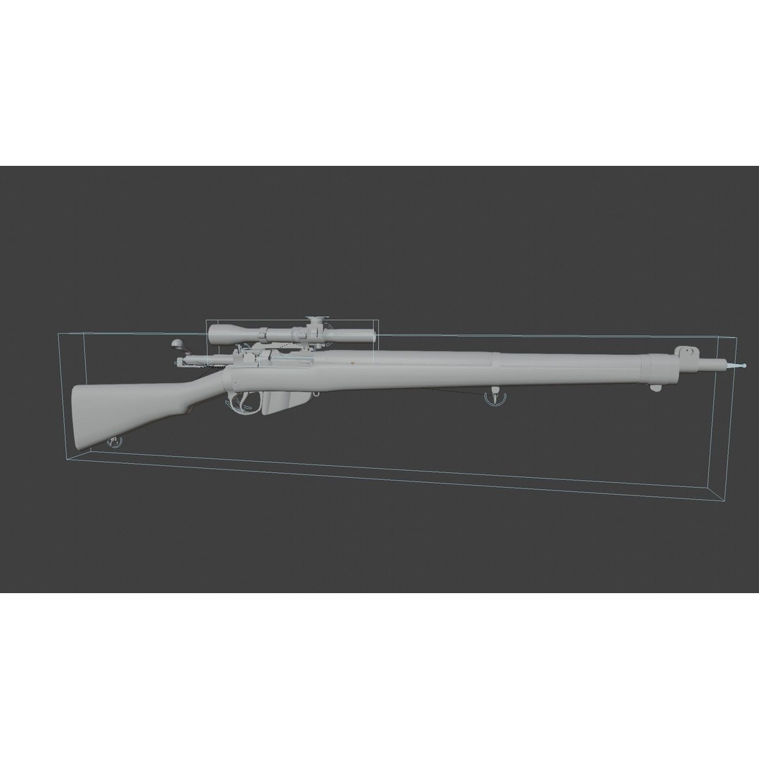 Lee-Enfield No4 Rifle 3D Model – Low Poly Game Asset, FBX, OBJ, Rigged