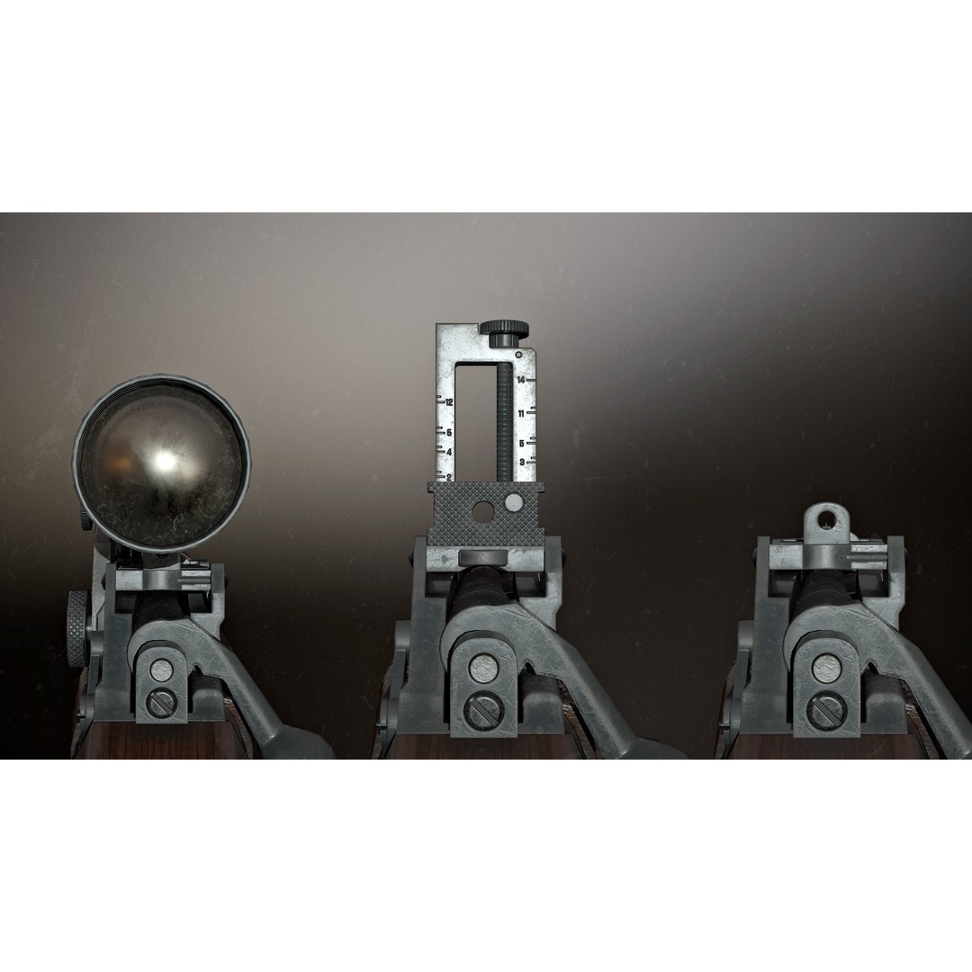Lee-Enfield No4 Rifle 3D Model – Low Poly Game Asset, FBX, OBJ, Rigged - View 10