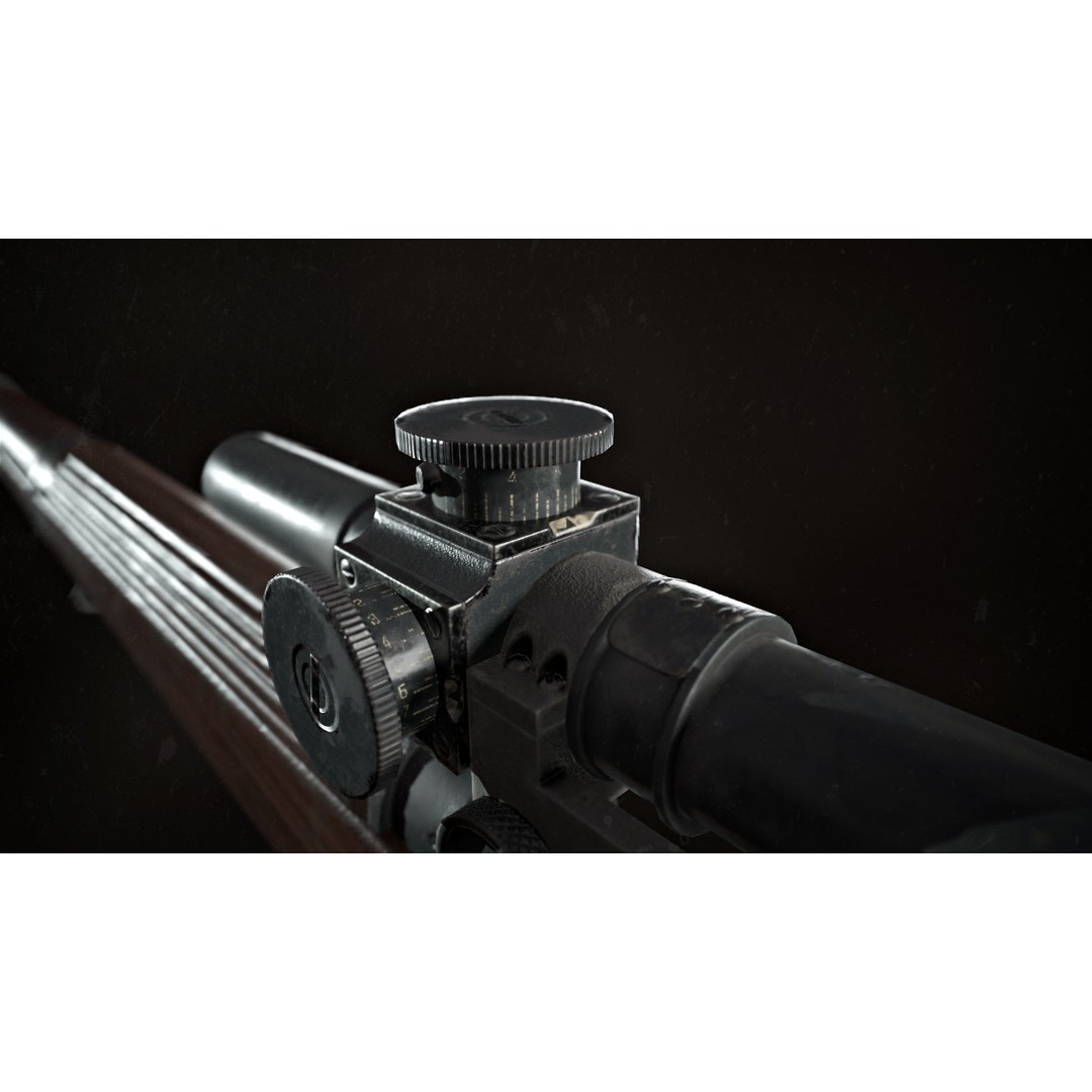 Lee-Enfield No4 Rifle 3D Model – Low Poly Game Asset, FBX, OBJ, Rigged - View 6