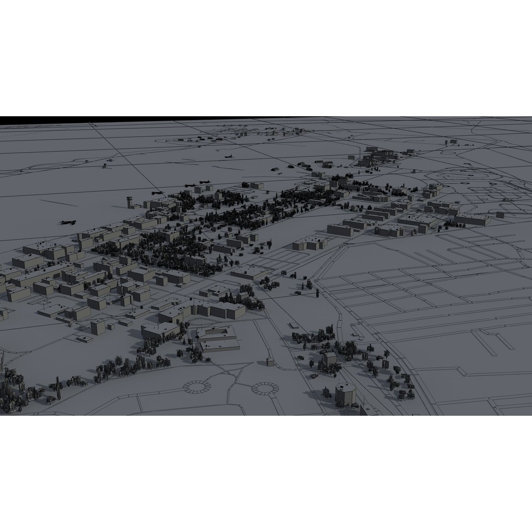 Air Base 3D Model – Low Poly Military Scene with B52 Bombers