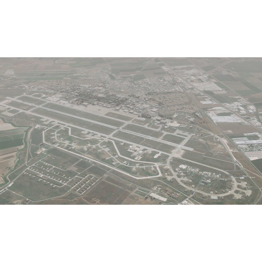 Air Base 3D Model – Low Poly Military Scene with B52 Bombers - View 10