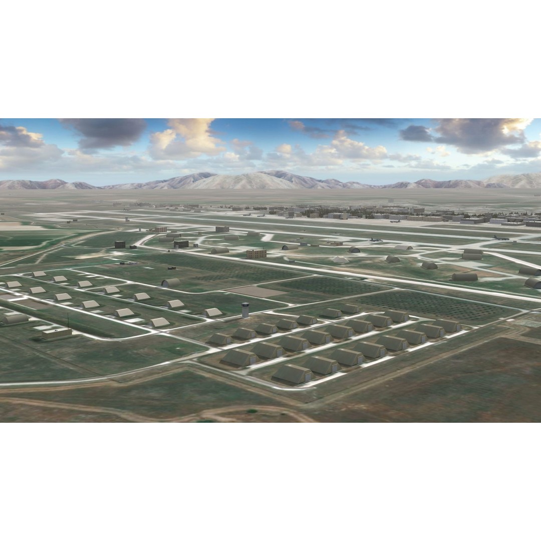 Air Base 3D Model – Low Poly Military Scene with B52 Bombers - View 11