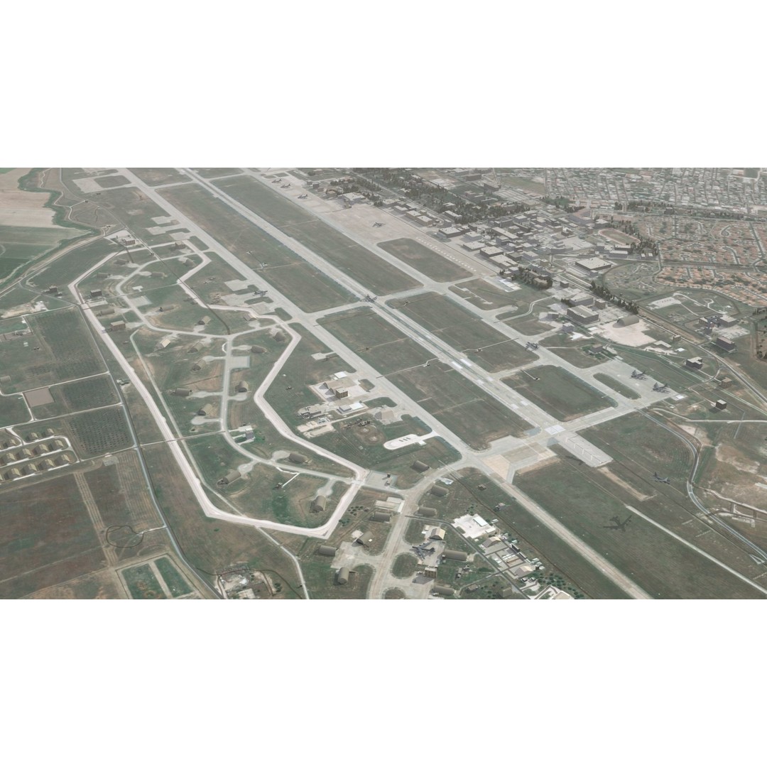 Air Base 3D Model – Low Poly Military Scene with B52 Bombers - View 12