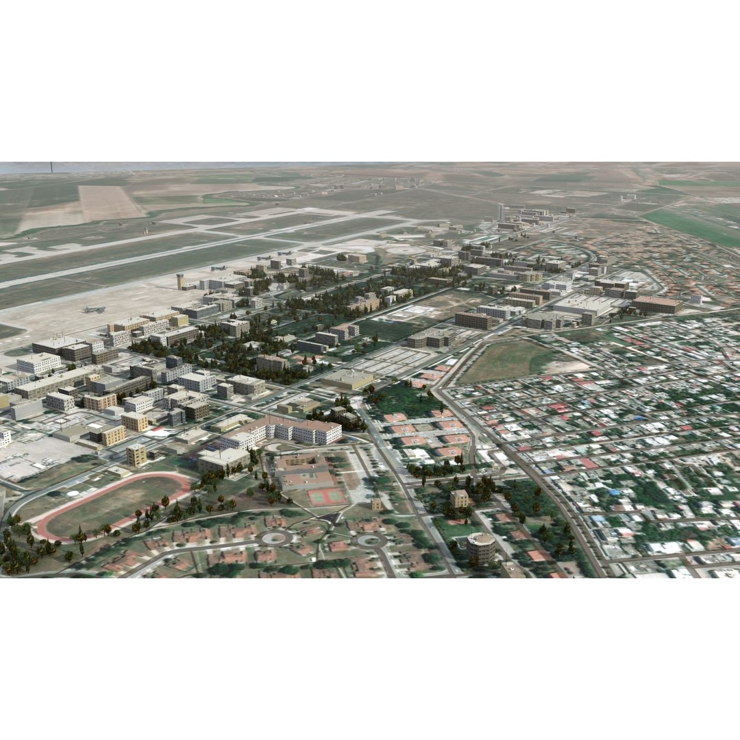Air Base 3D Model – Low Poly Military Scene with B52 Bombers - View 14