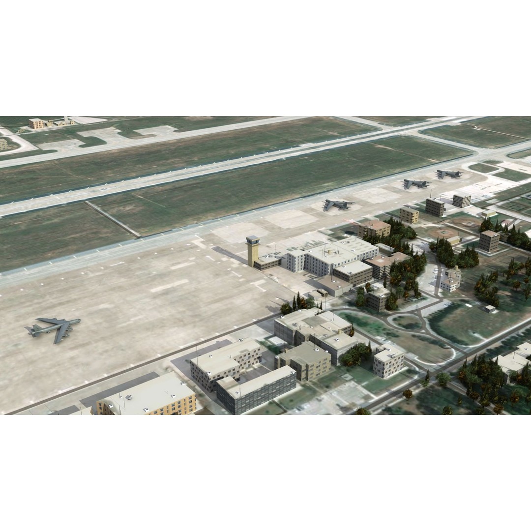 Air Base 3D Model – Low Poly Military Scene with B52 Bombers - View 16