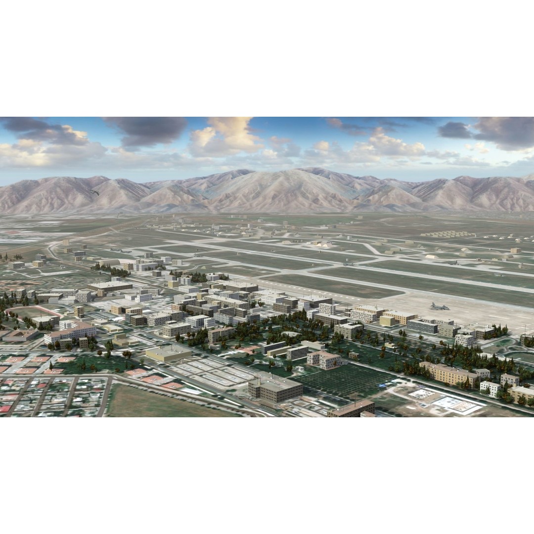 Air Base 3D Model – Low Poly Military Scene with B52 Bombers - View 17