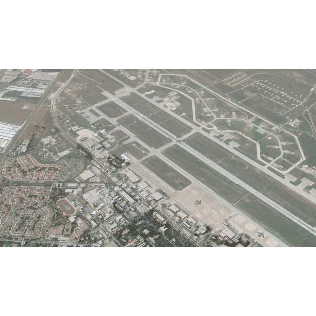 Air Base 3D Model – Low Poly Military Scene with B52 Bombers - View 2
