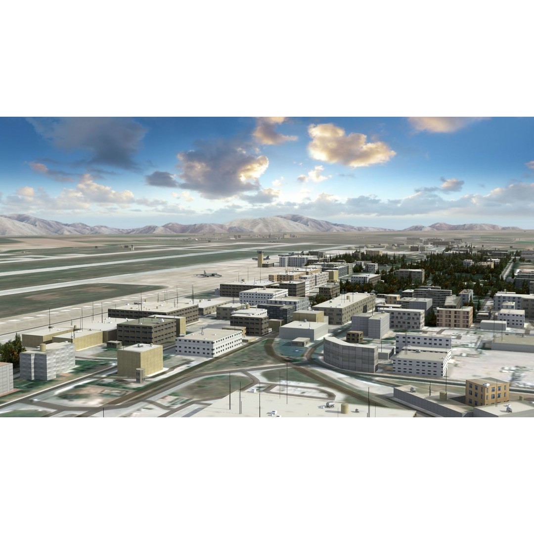 Air Base 3D Model – Low Poly Military Scene with B52 Bombers - View 20