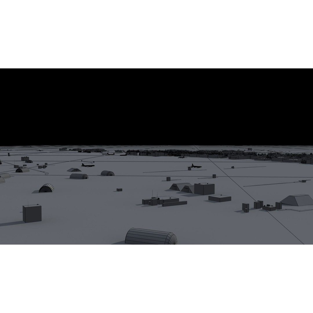 Air Base 3D Model – Low Poly Military Scene with B52 Bombers - View 22