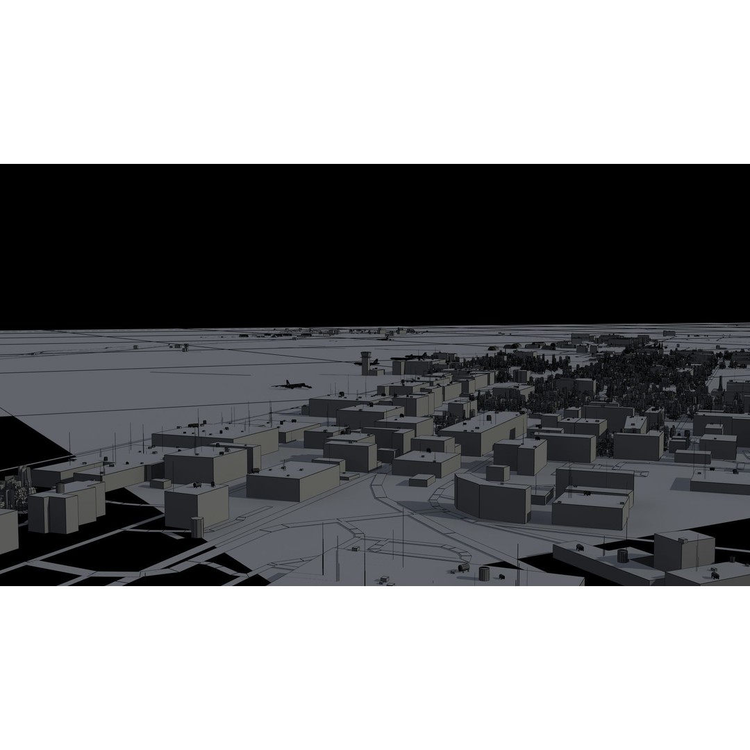 Air Base 3D Model – Low Poly Military Scene with B52 Bombers - View 24