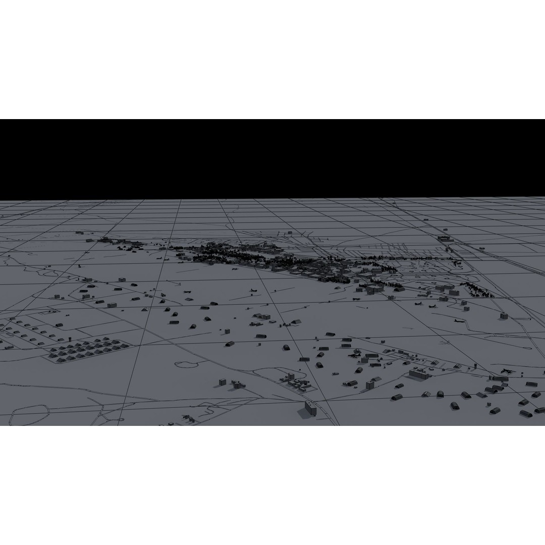 Air Base 3D Model – Low Poly Military Scene with B52 Bombers - View 29