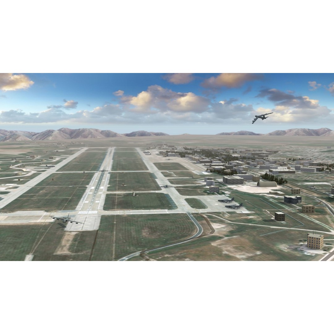 Air Base 3D Model – Low Poly Military Scene with B52 Bombers - View 3
