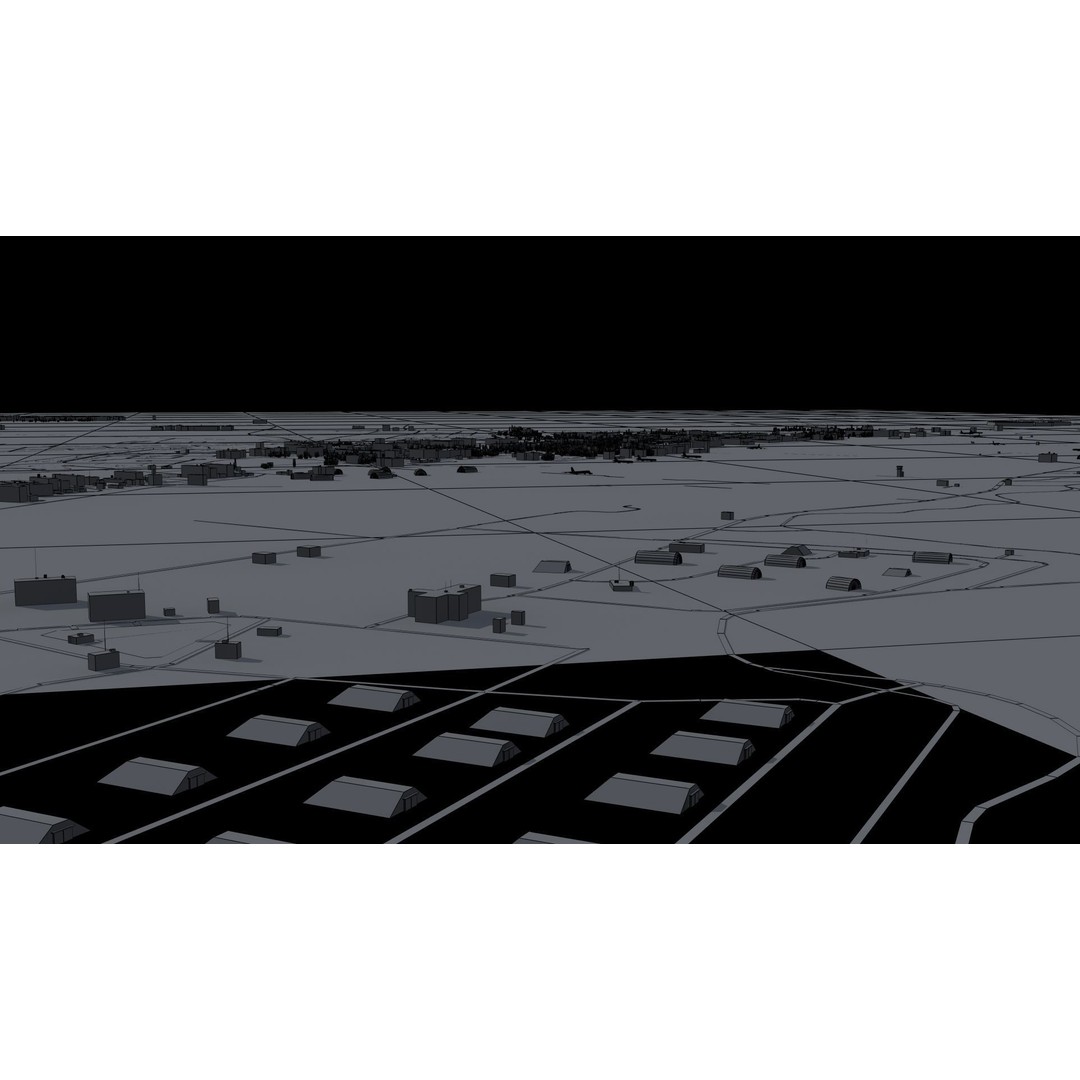 Air Base 3D Model – Low Poly Military Scene with B52 Bombers - View 30