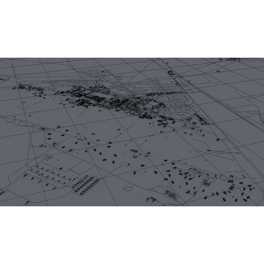 Air Base 3D Model – Low Poly Military Scene with B52 Bombers - View 34