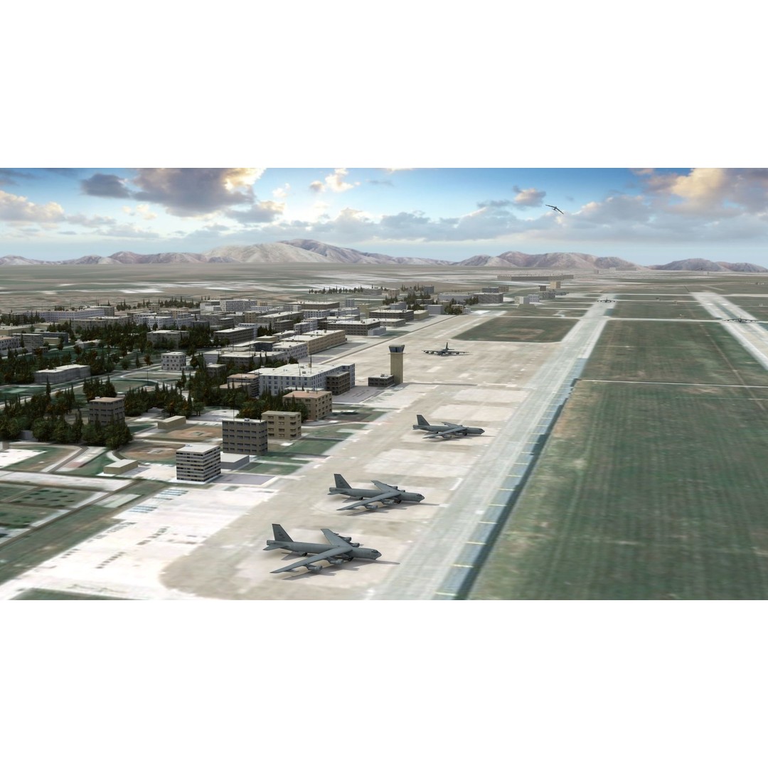 Air Base 3D Model – Low Poly Military Scene with B52 Bombers - View 4