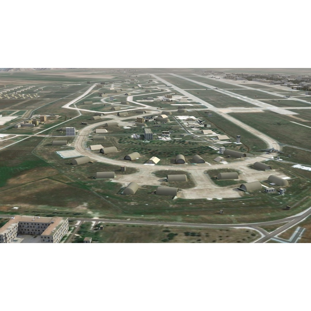 Air Base 3D Model – Low Poly Military Scene with B52 Bombers - View 6