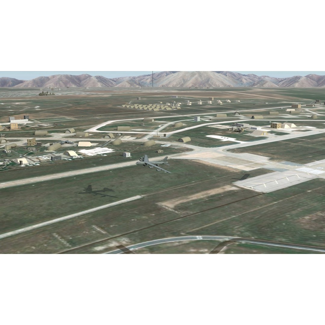 Air Base 3D Model – Low Poly Military Scene with B52 Bombers - View 8