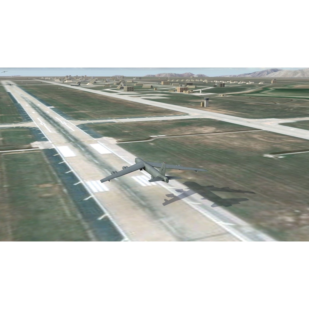 Air Base 3D Model – Low Poly Military Scene with B52 Bombers - View 9