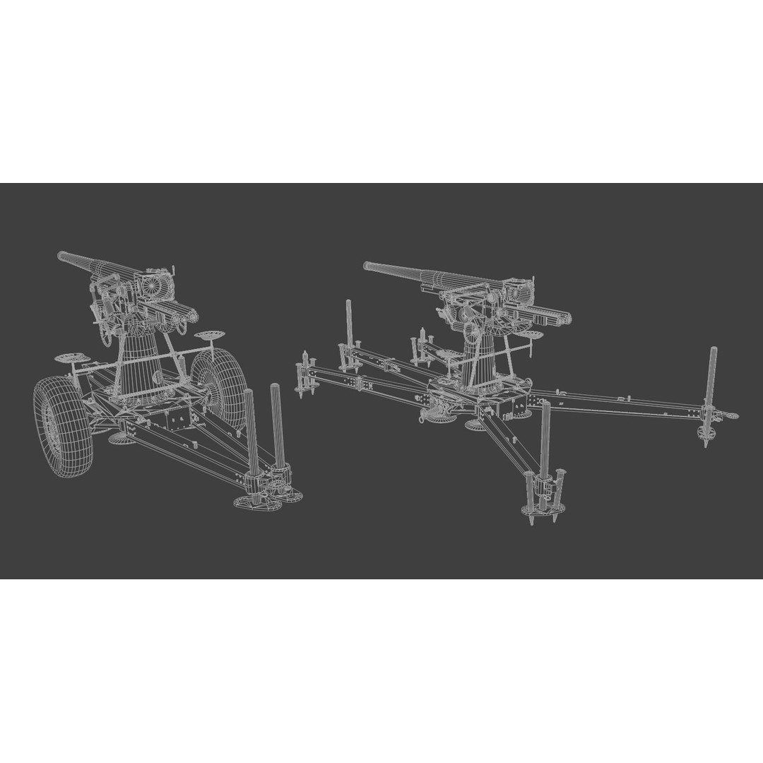 Type 88 75 mm AA Gun 3D Model – Low Poly Game Asset, FBX, Blender - View 18