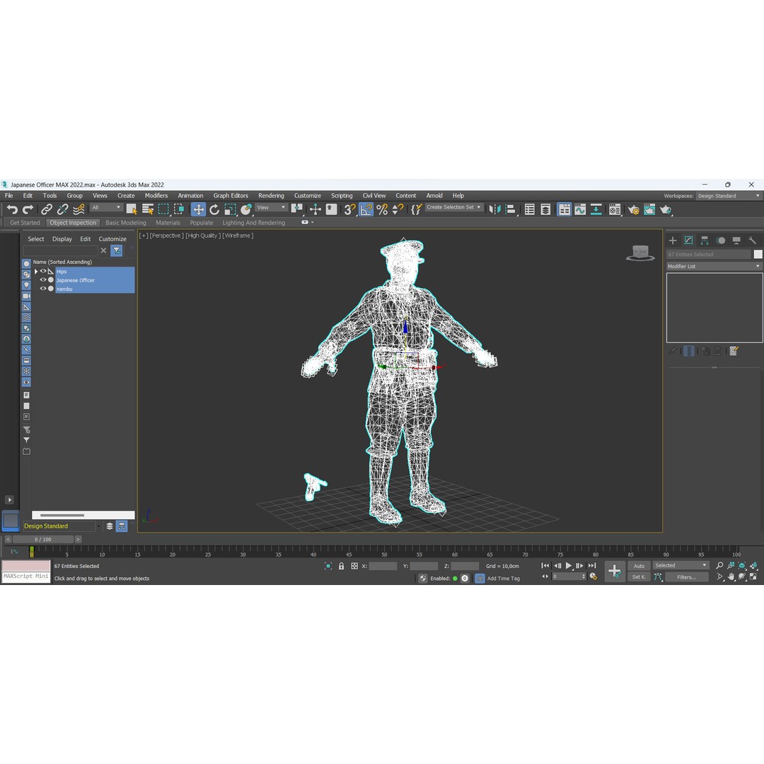 Japanese Officer 3D Model – Low Poly Rigged Character with Animations
