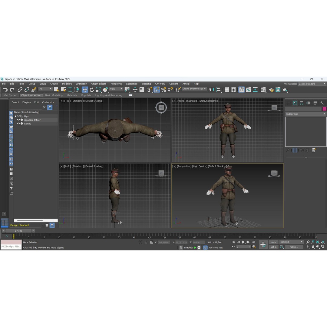 Japanese Officer 3D Model – Low Poly Rigged Character with Animations - View 14