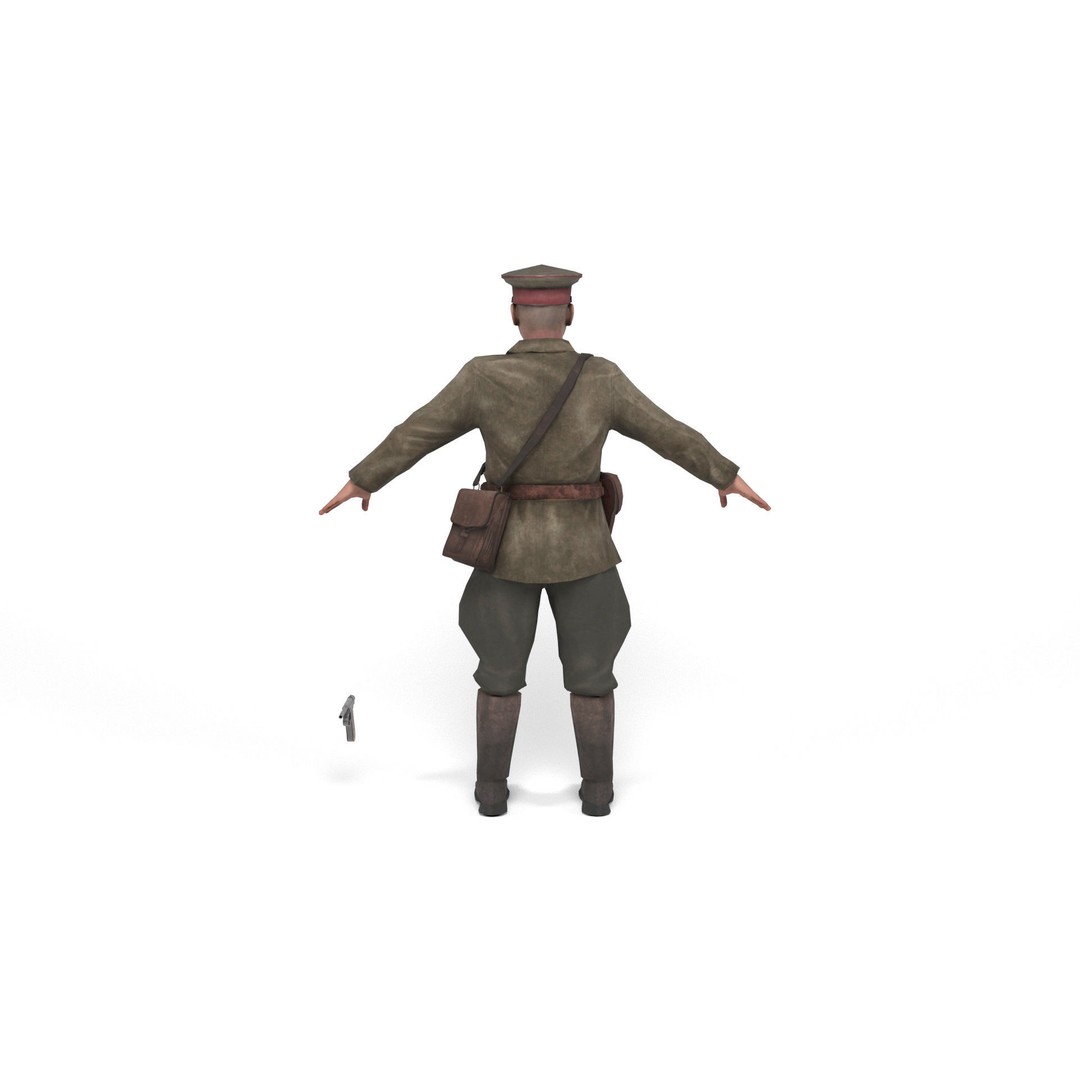 Japanese Officer 3D Model – Low Poly Rigged Character with Animations - View 5