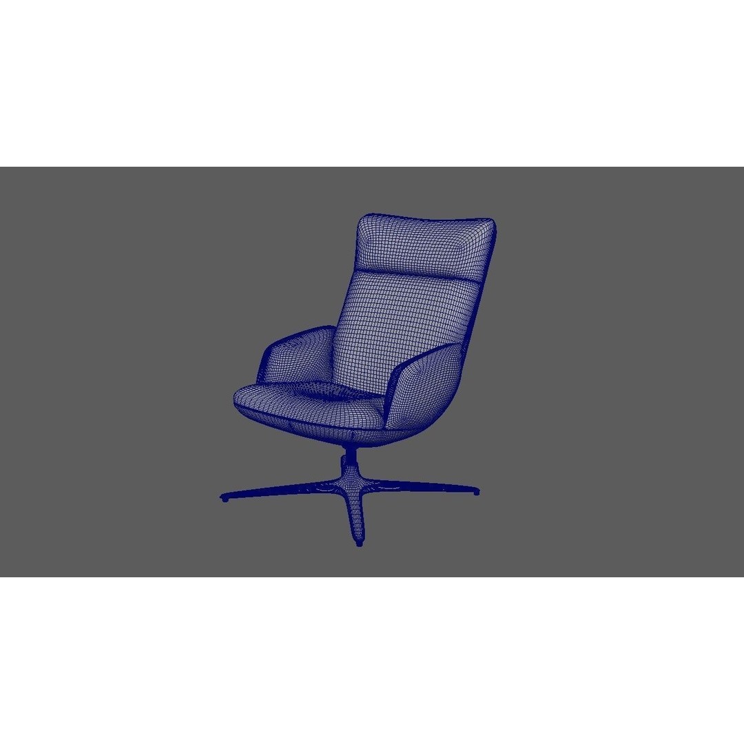 Swivel Base Chair 3D Model – Modern Leather Accent Armchair, FBX - View 10