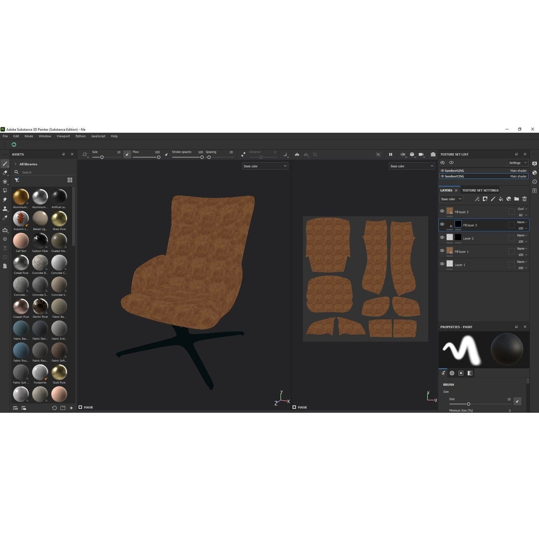Swivel Base Chair 3D Model – Modern Leather Accent Armchair, FBX - View 13