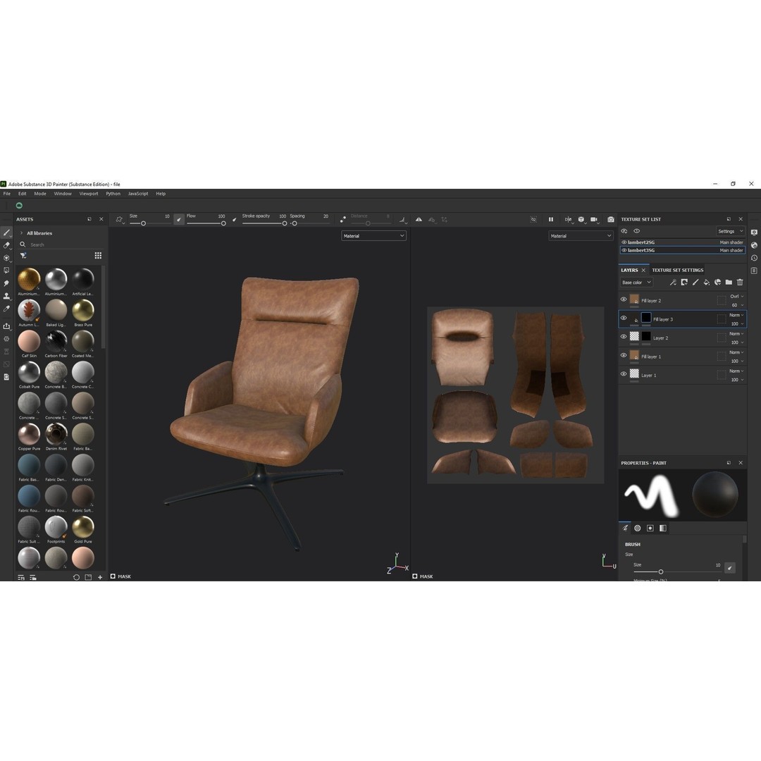 Swivel Base Chair 3D Model – Modern Leather Accent Armchair, FBX - View 17