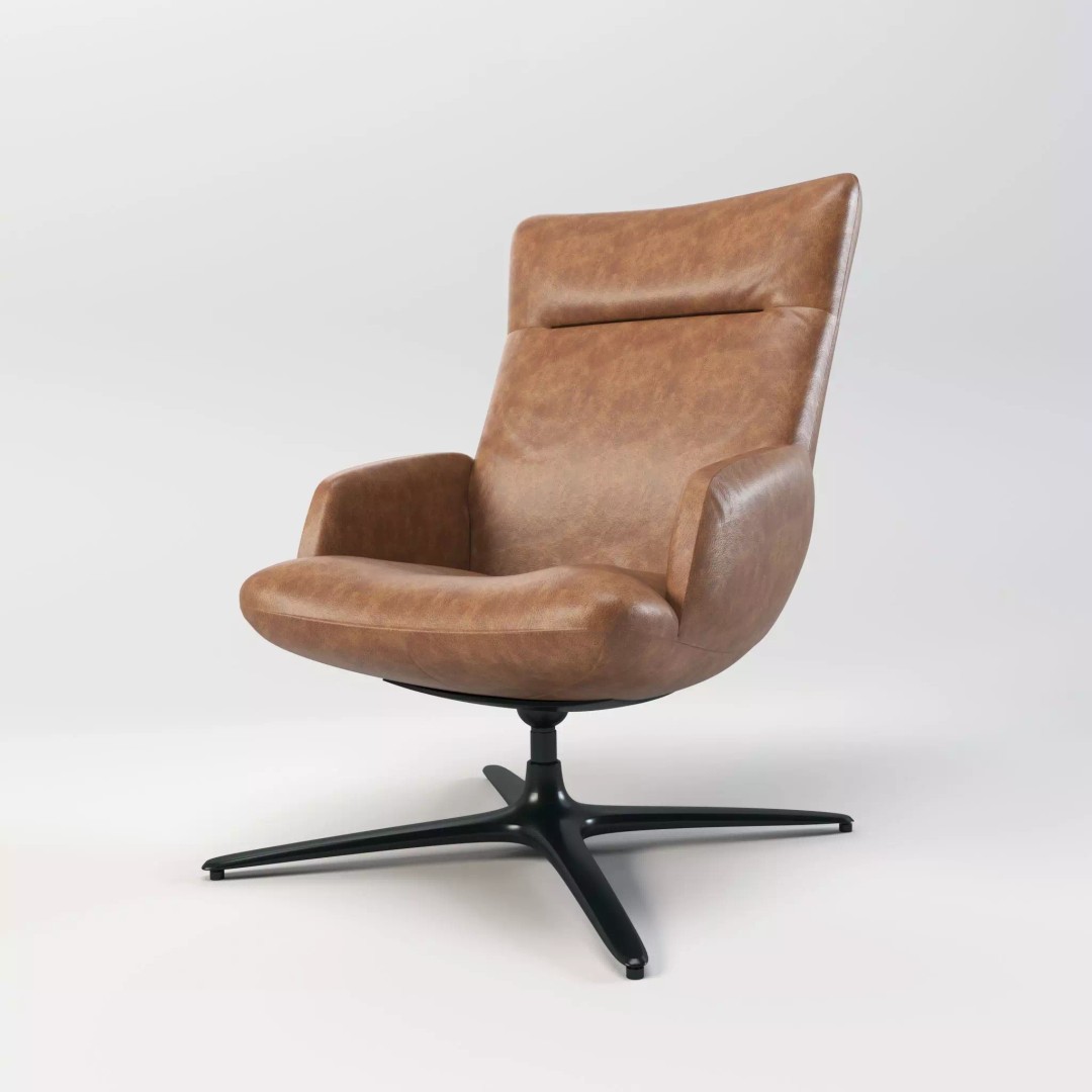 Swivel Base Chair 3D Model – Modern Leather Accent Armchair, FBX - View 2