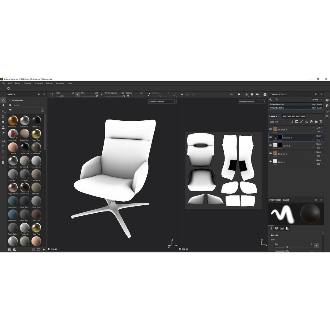 Swivel Base Chair 3D Model – Modern Leather Accent Armchair, FBX - View 21