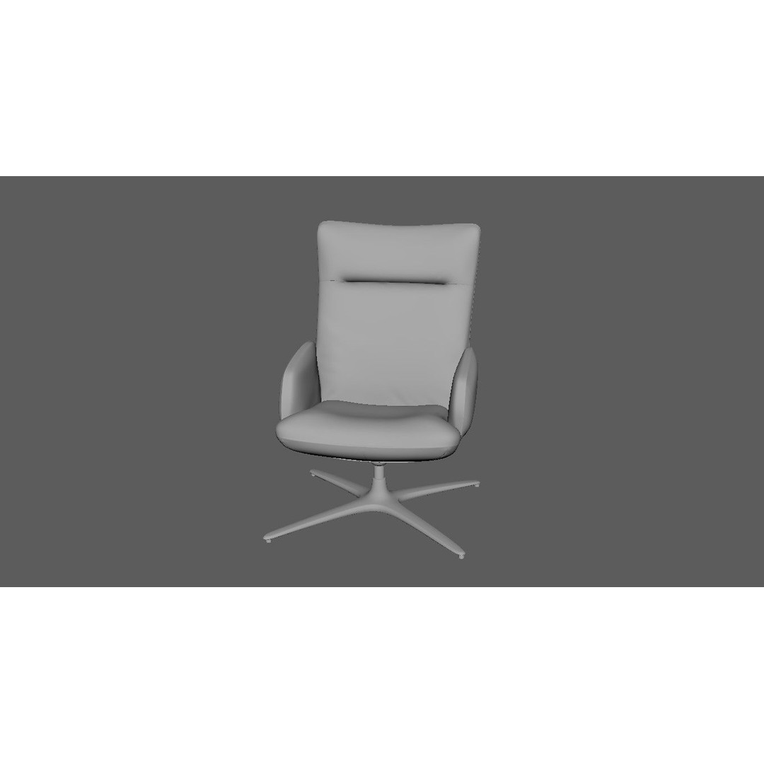 Swivel Base Chair 3D Model – Modern Leather Accent Armchair, FBX - View 23