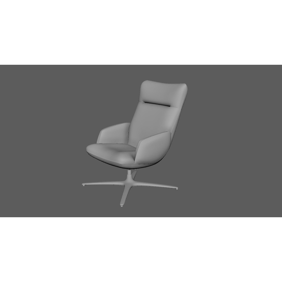 Swivel Base Chair 3D Model – Modern Leather Accent Armchair, FBX - View 24