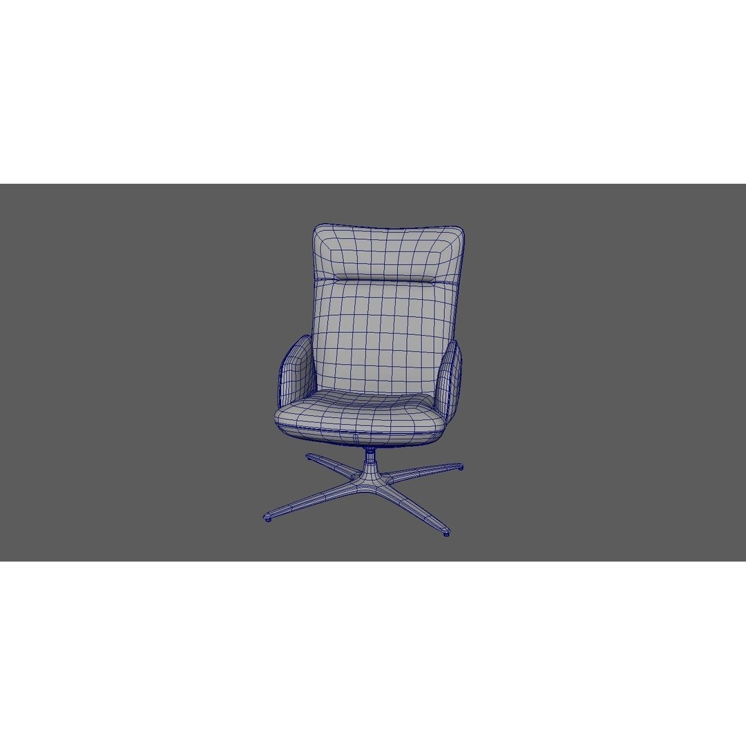 Swivel Base Chair 3D Model – Modern Leather Accent Armchair, FBX - View 27